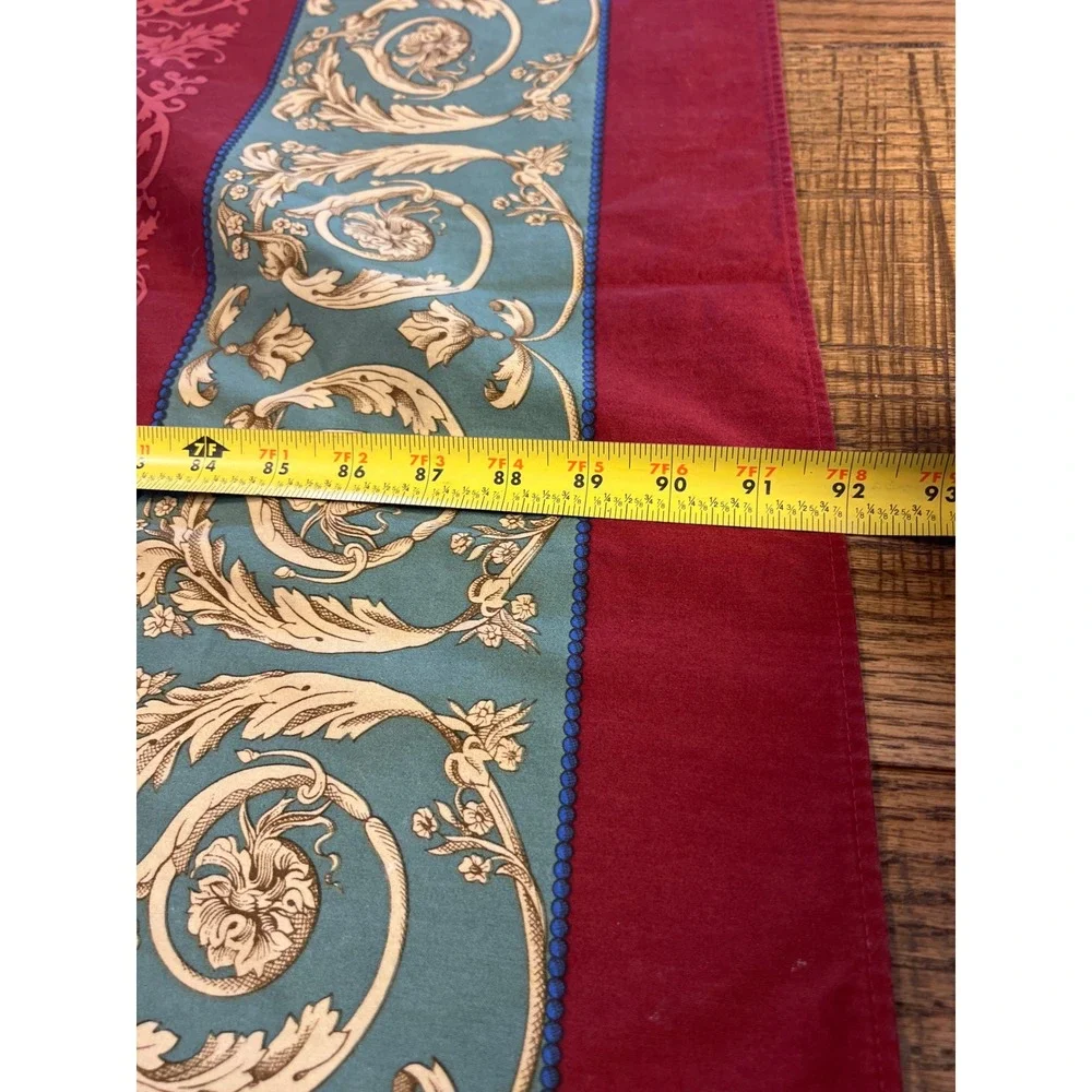 Beauville French Cherub Medallion Tablecloth Cotton Linen Burgundy Elegant 92x64